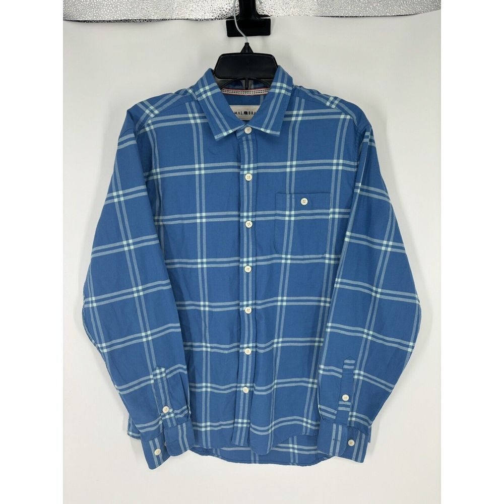 The Normal Brand Button Up Pocket Shirt Long Sleeve Plaid Blue Colorful Medium